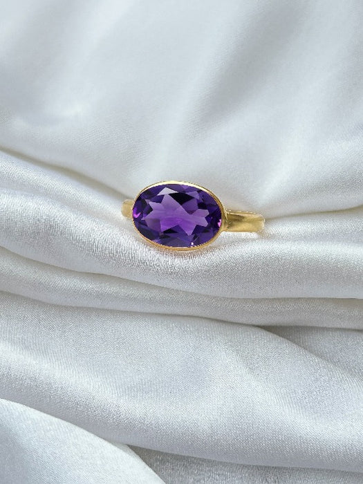 Ring Messing vergoldet Amethyst
