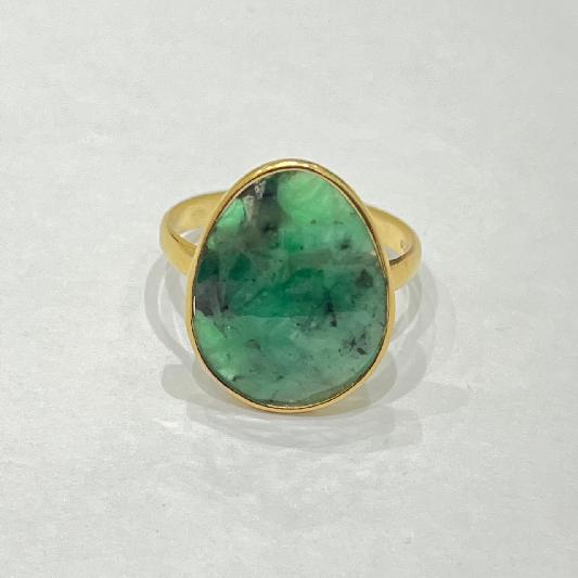 Ring Messing vergoldet Smaragd