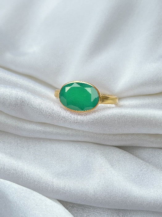 Ring Messing vergoldet grüner Onyx