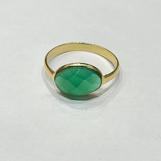 Ring Messing vergoldet grüner Onyx