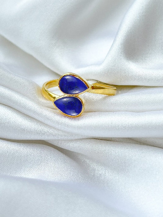 Ring Messing vergoldet  Lapis Lazuli