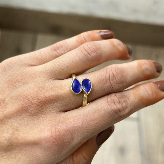 Ring Messing vergoldet  Lapis Lazuli