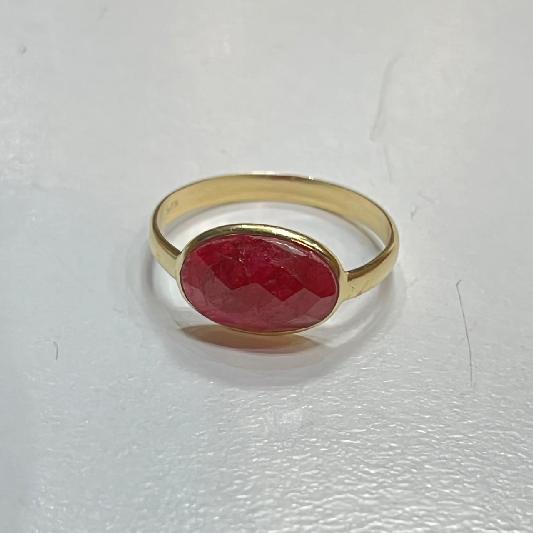 Ring Messing vergoldet Rubin