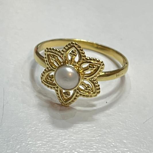 Ring Messing vergoldet Süsswasserperle