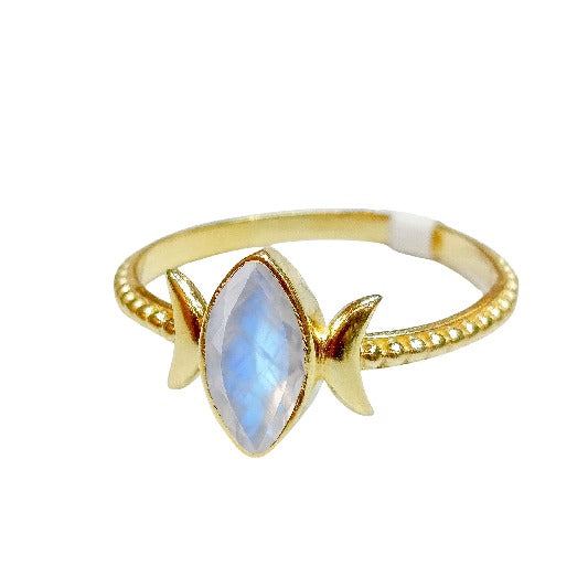 Ring Messing vergoldet Mondstein