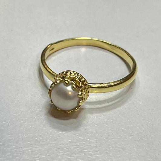 Ring Messing vergoldet Süsswasserperle