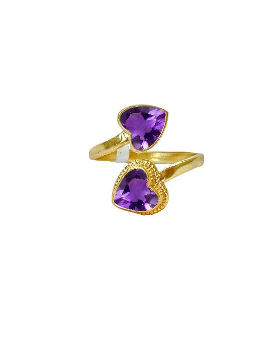 Ring Messing vergoldet Amethyst