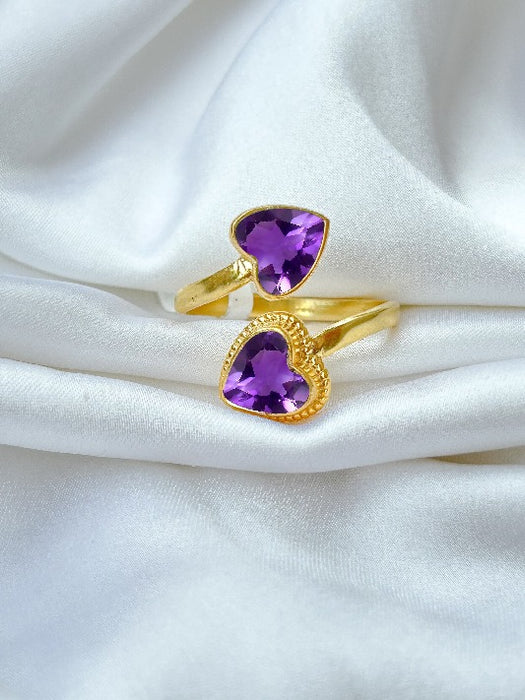 Ring Messing vergoldet Amethyst