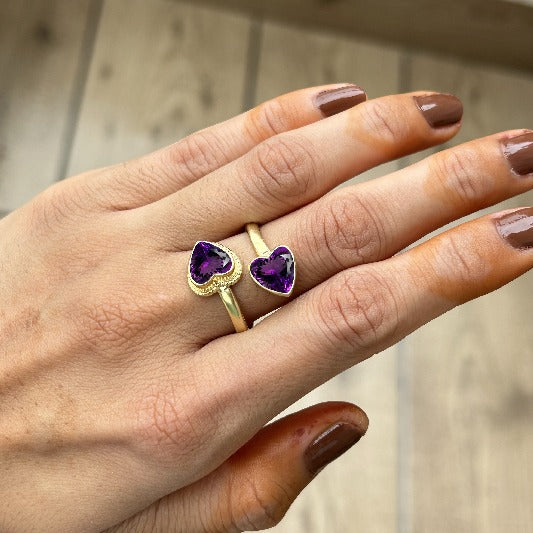Ring Messing vergoldet Amethyst