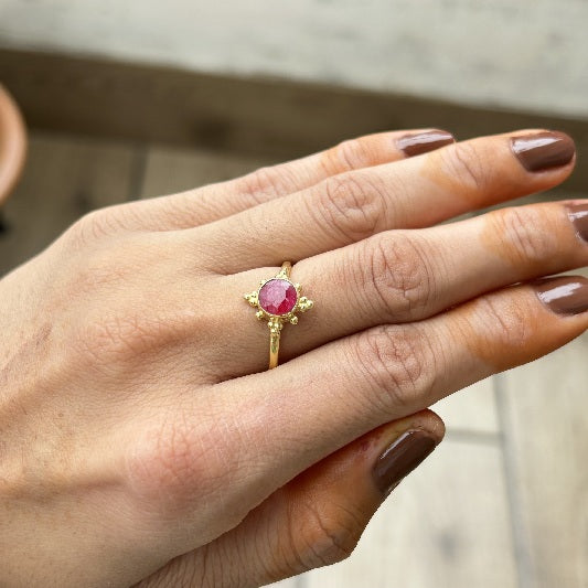 Ring Messing vergoldet Rubin