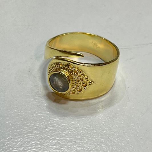 Ring Messing vergoldet Labradorit