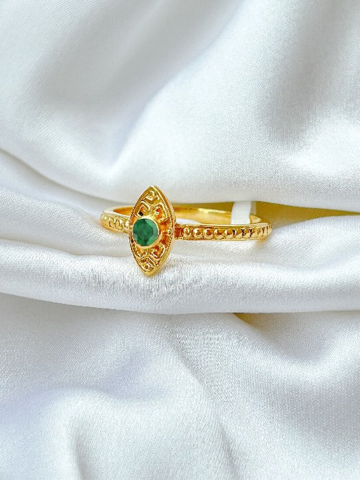 Ring Messing vergoldet Smaragd