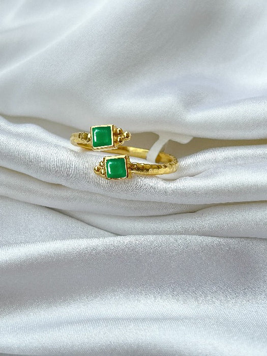 Ring Messing vergoldet Smaragd