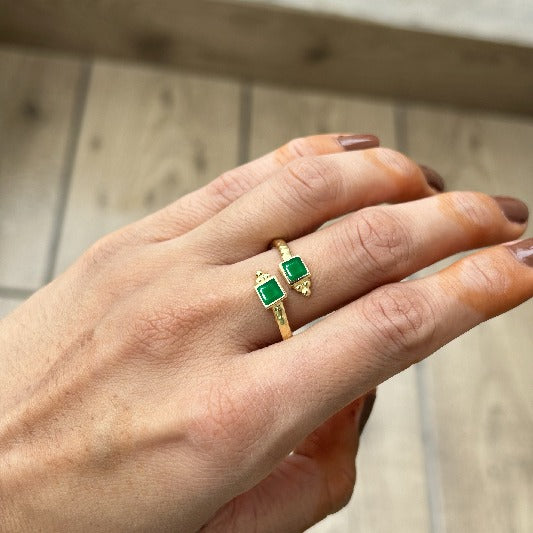 Ring Messing vergoldet Smaragd