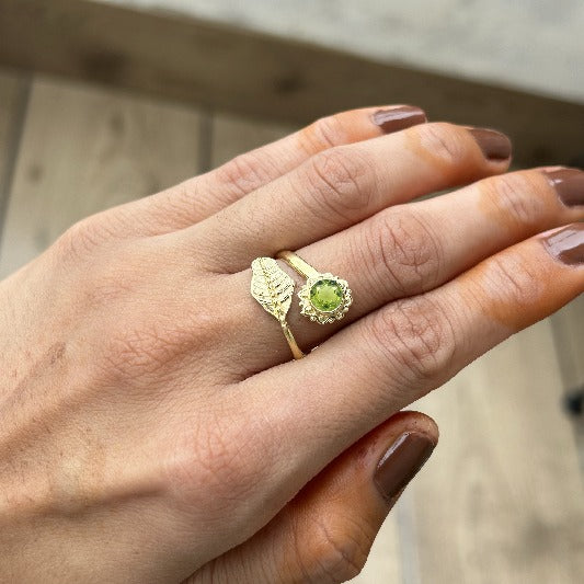 Ring Messing vergoldet Peridot