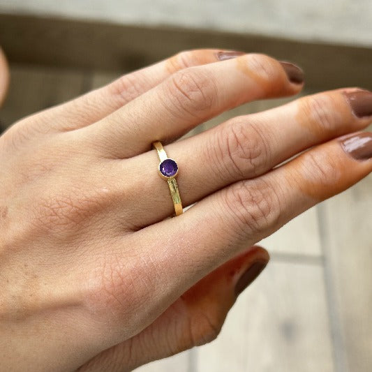 Ring Messing vergoldet Amethyst