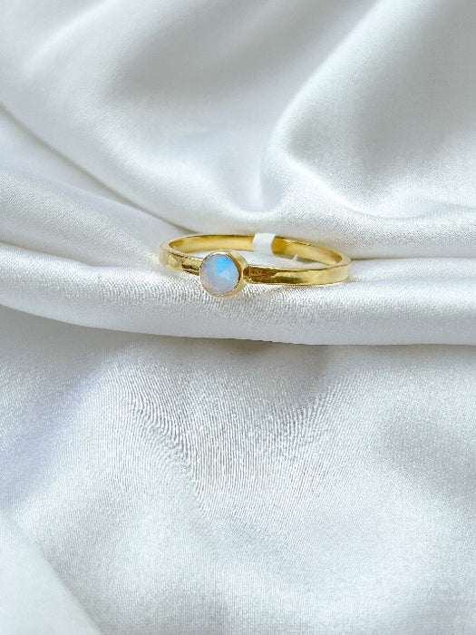 Ring Messing vergoldet Mondstein