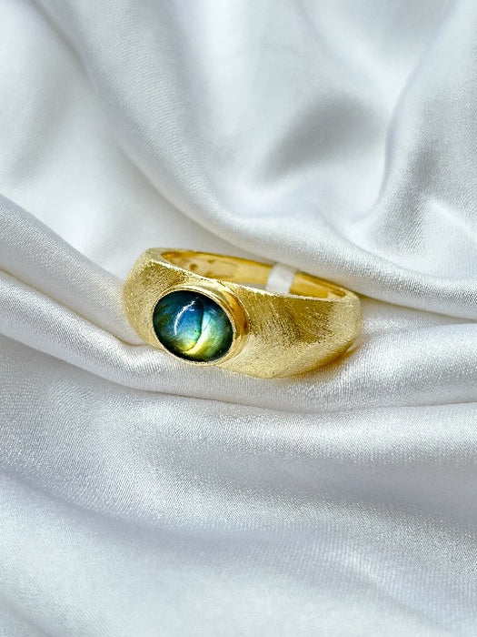 Ring Messing vergoldet Labradorit