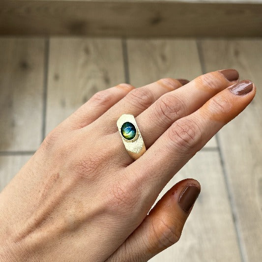 Ring Messing vergoldet Labradorit