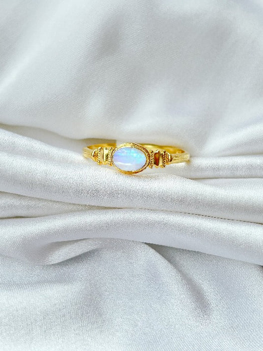 Ring Messing vergoldet Mondstein