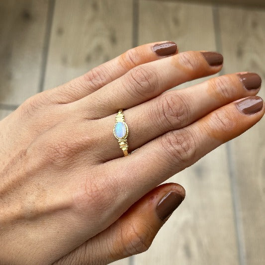 Ring Messing vergoldet Mondstein