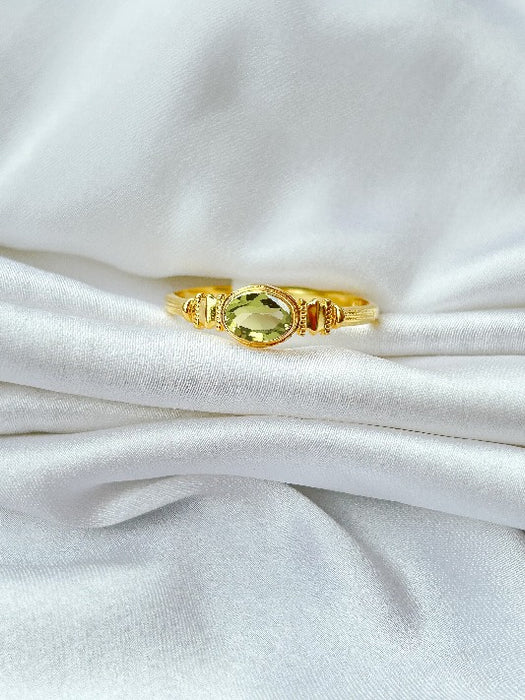 Bague laiton plaqué or péridot