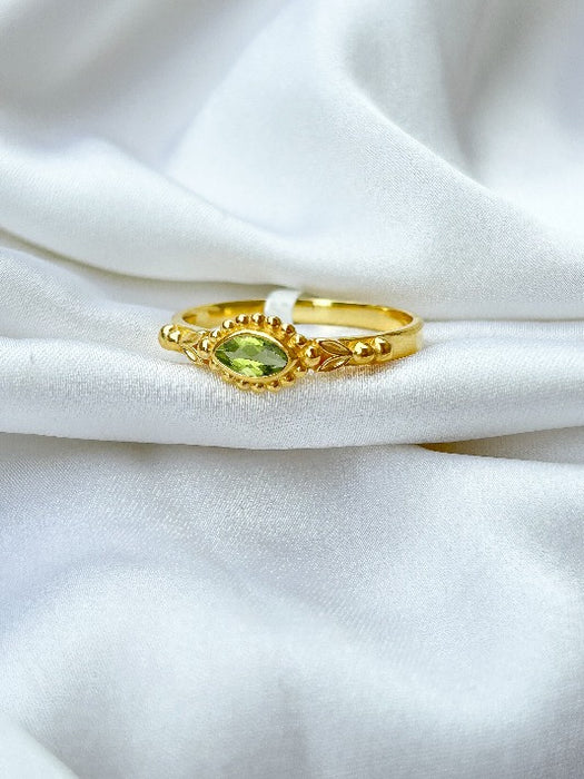 Bague laiton plaqué or péridot