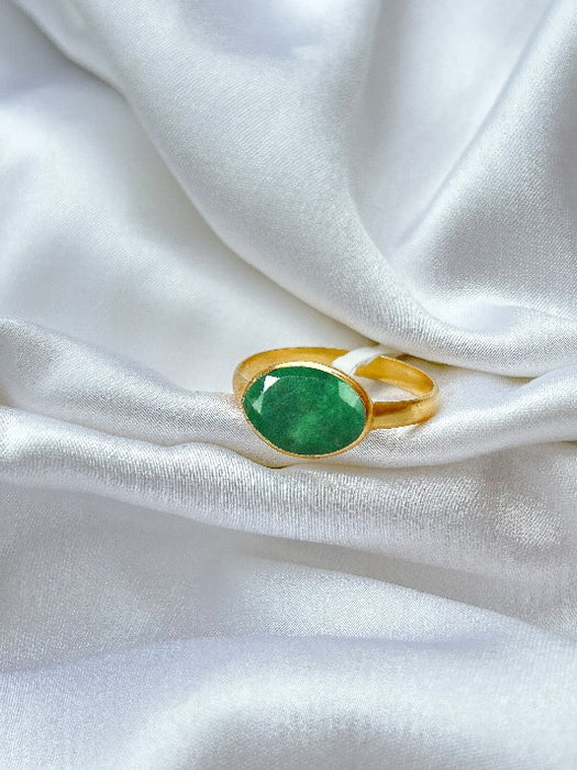 Ring Messing vergoldet Smaragd