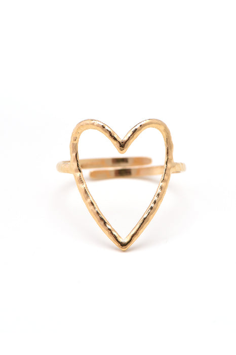 Ring stainless steel gold-plated large heart