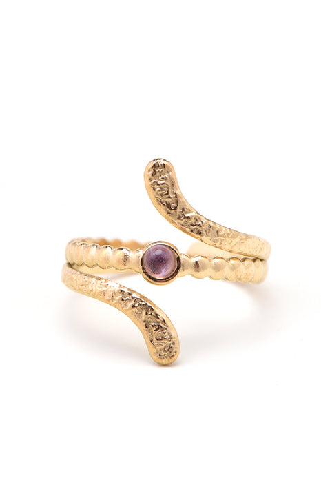 Ring Edelstahl vergoldet Rosenquarz verspielt