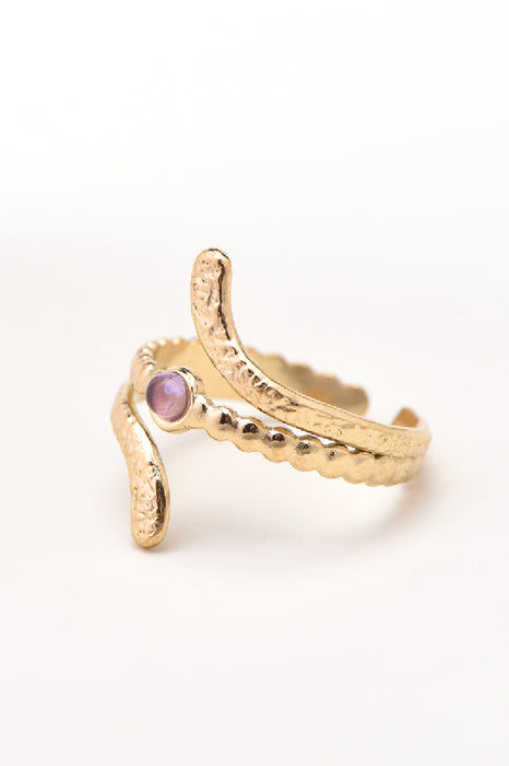 Ring Edelstahl vergoldet Rosenquarz verspielt
