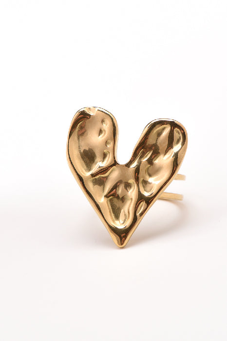 Ring stainless steel gold-plated heart