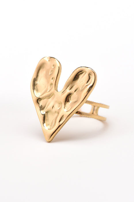 Ring stainless steel gold-plated heart