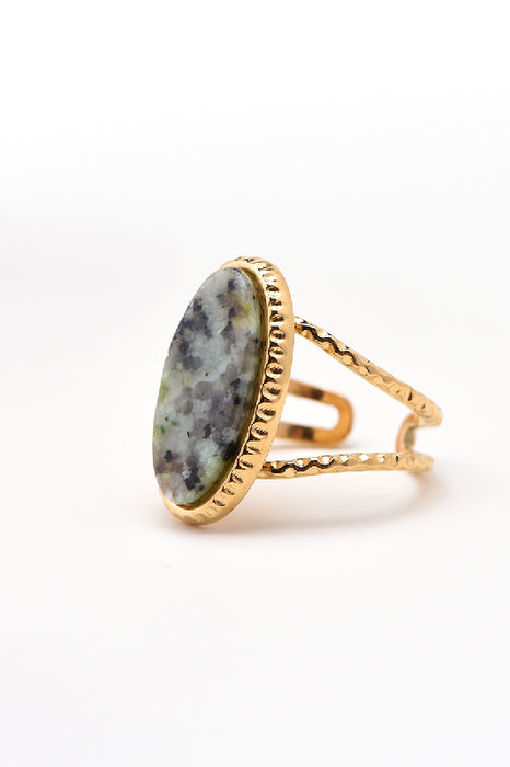Ring stainless steel gold-plated African turquoise oval