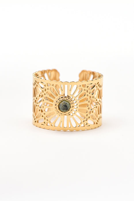 Ring stainless steel gold-plated African turquoise filigree set