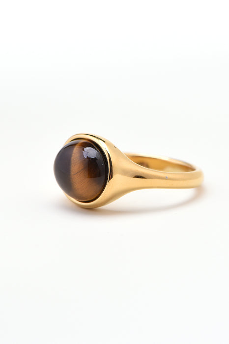 Ring Edelstahl vergoldet Tigerauge fein gefasst