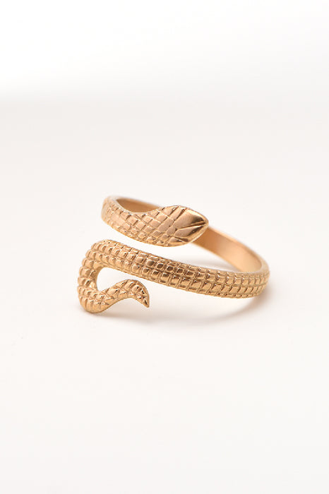 Ring Edelstahl vergoldet Schlange einfach