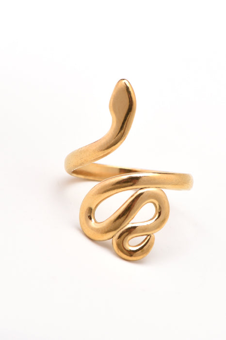 Bague en acier inoxydable plaqué or serpent lisse