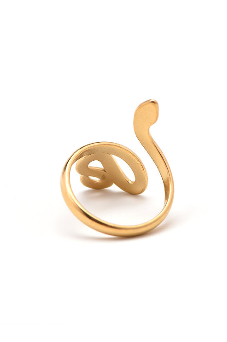 Bague en acier inoxydable plaqué or serpent lisse