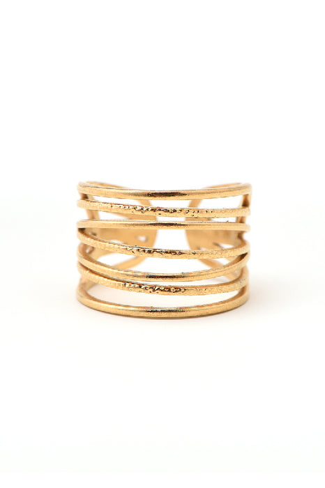 Ring stainless steel gold-plated wide
