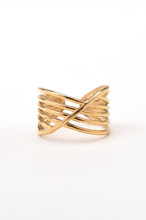 Ring Edelstahl vergoldet breit verdreht