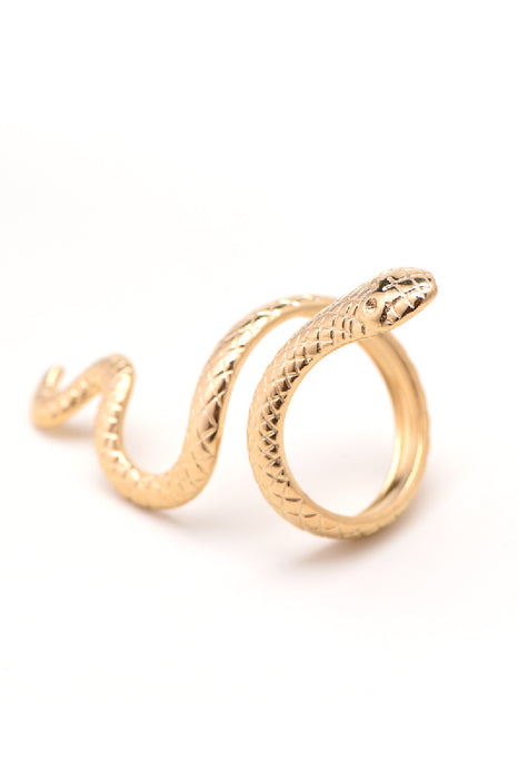 Ring stainless steel gold-plated snake long