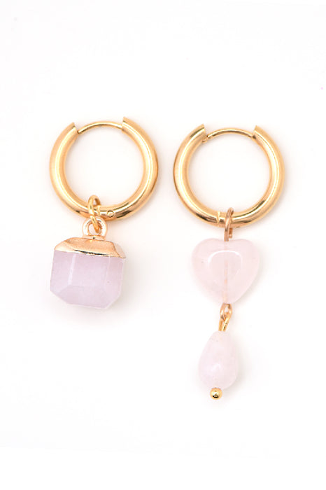 Ohrring Edelstahl vergoldet Rosenquarz in 3 Formen