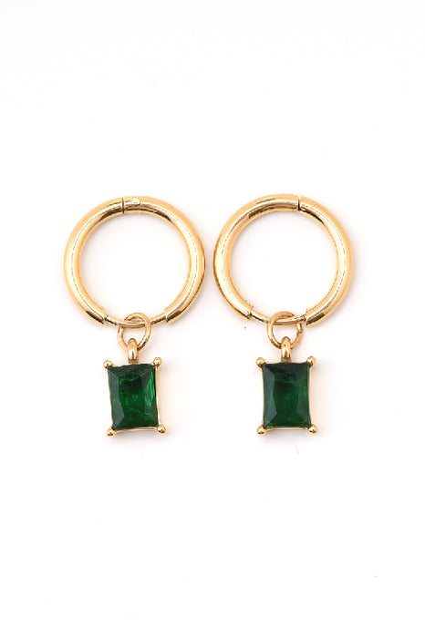 Ohrring Edelstahl vergoldet schwarzes Katzenauge quadratisch