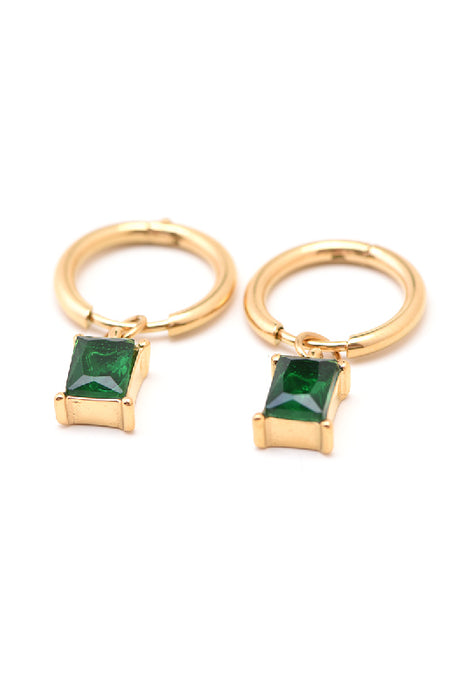 Ohrring Edelstahl vergoldet schwarzes Katzenauge quadratisch