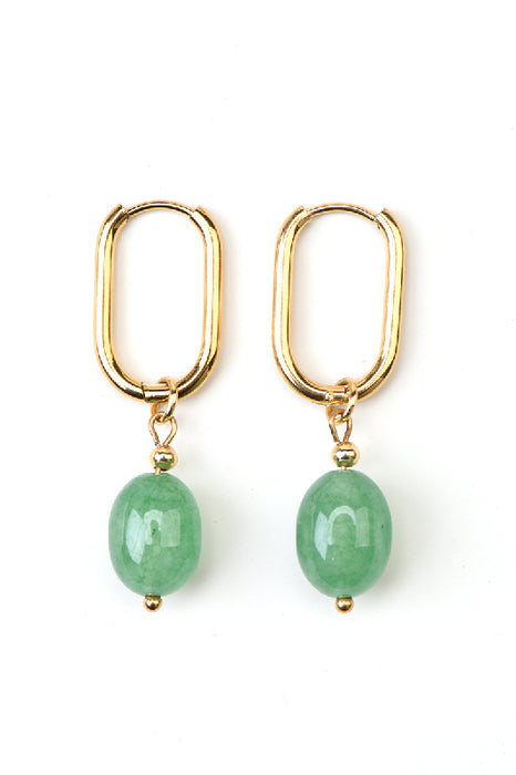 Earrings stainless steel gold-plated green aventurine