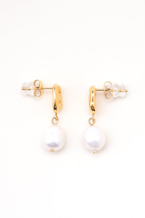 Earring stainless steel gold-plated freshwater pearl