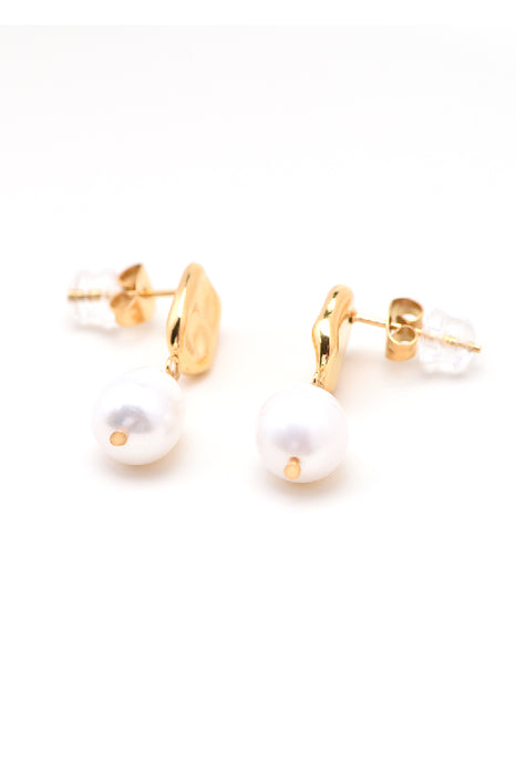Earring stainless steel gold-plated freshwater pearl