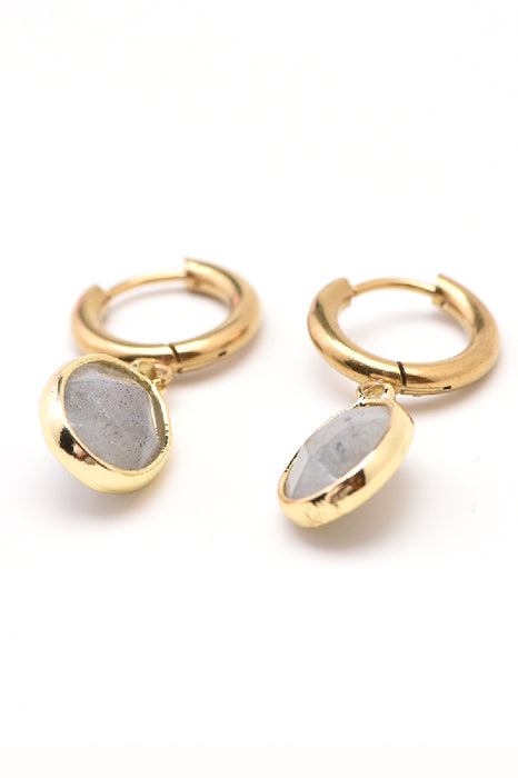 Earring stainless steel gold-plated labradorite oval