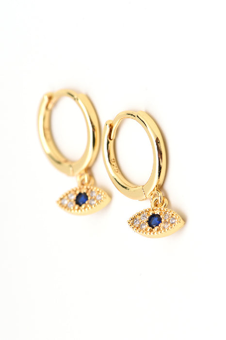 Earring stainless steel gold-plated eye-shaped with tiger eye